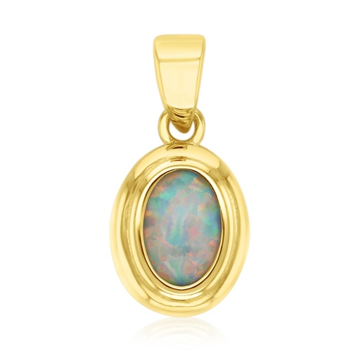 [PD151] 9Y OVAL BEZEL DOUBLE RIDGED OPAL PENDANT