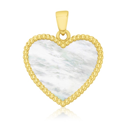 [PD152] ### 9Y LARGE M.O.P. BEADED HEART PENDANT
