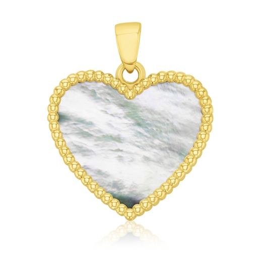 [PD152] 9Y LARGE M.O.P. BEADED HEART PENDANT