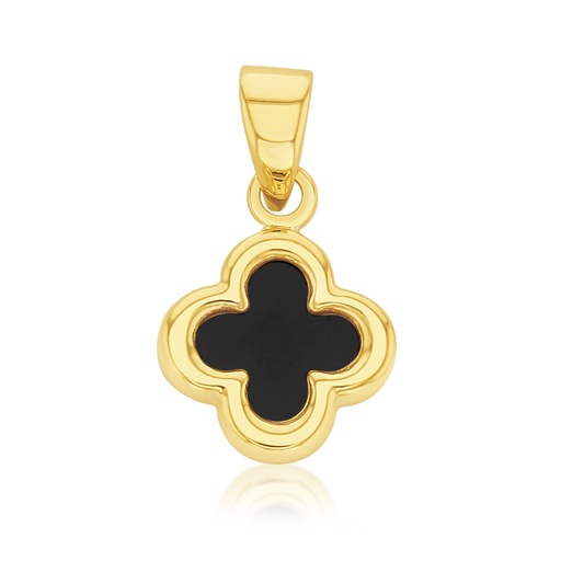 [PD158] 9Y SMALL PLAIN ONYX CLOVER PENDANT