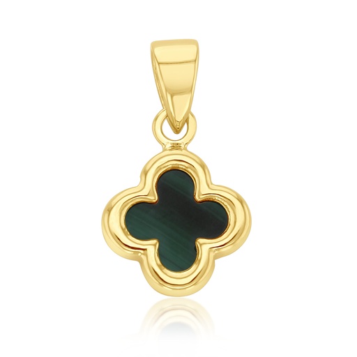 [PD160] ### 9Y SMALL PLAIN MALACHITE CLOVER PENDANT
