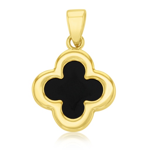 [PD161] 9Y LARGE BLACK ONYX CLOVER PENDANT