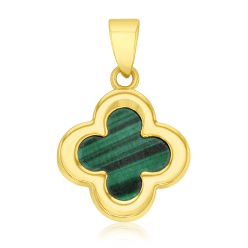 [PD163] ### 9Y LARGE MALACHITE CLOVER PENDANT