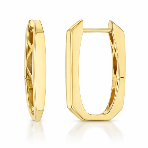 [EAR1294] 9Y GEOMETRIC POINTED EDGE OVAL HUGGIE