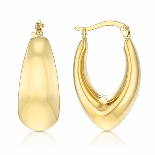 [EAR1296] 9Y THICK POINTED OVAL HOOP