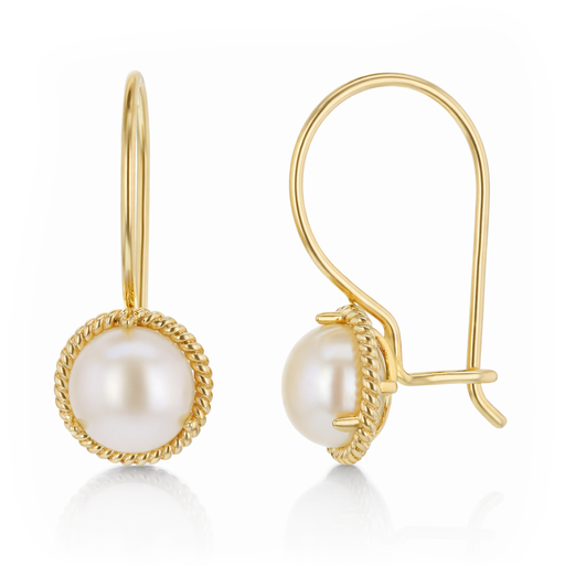 [EAR1297] 9Y PEARL WITH TWIST BORDER HOOK EARRING