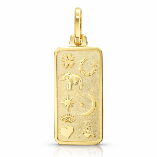 [PD166] 9Y GOOD LUCK RECTANGLE MEDALLION
