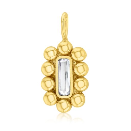 [STPD367] 9Y CLEAR STONE RECTANGLE PENDANT WITH BUBBLE BORDER