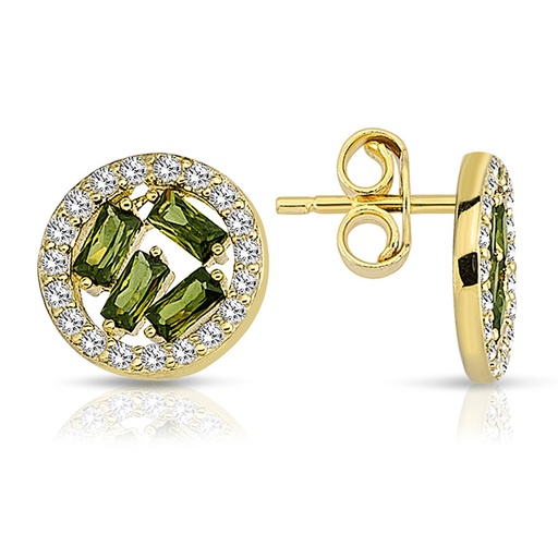 [EAR1313] 9Y CZ CIRCLE STUD WITH GREEN STONES