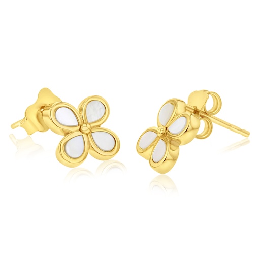 [EAR1321] 9Y M.O.P. 4 PETAL FLOWER TEARDROP STUD