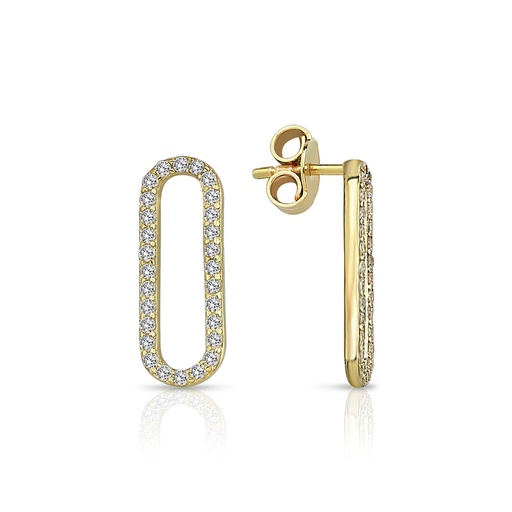 [EAR1326] 9Y ELONGATED C.Z. OVAL DROP STUD