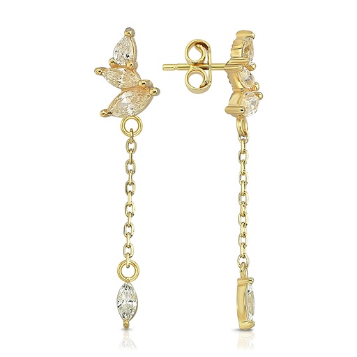 [EAR1332] 9Y CZ BUTTERFLY DROP EARRING