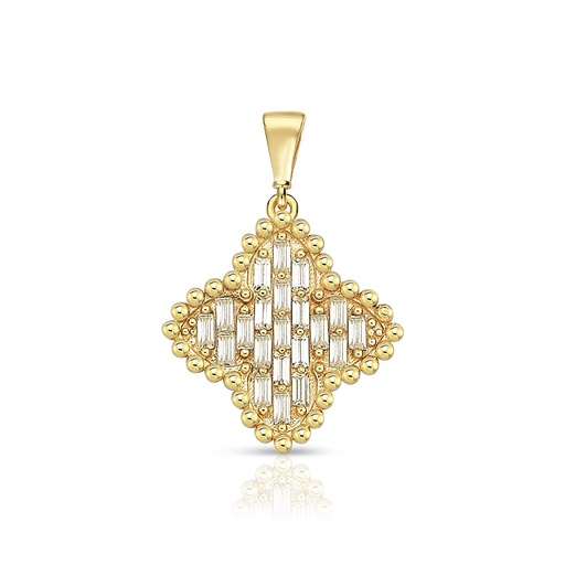[STPD373] 9Y POINTED CLOVER PENDANT WITH RECTANGLE C.Z. STONES