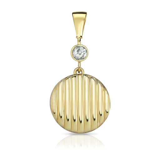 [STPD375] 9Y MULTI RIDGED C.Z. DROP PENDANT