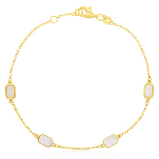 [BB243] 9Y FINE CABLE NECKLACE WITH FOUR M.O.P. ELONGATED OCTAGONAL SHAPES