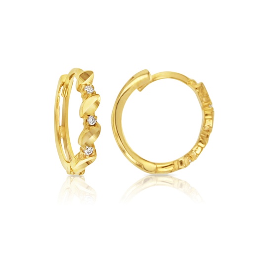 [EAR669] ## 9Y FACETED CZ HUGGIE