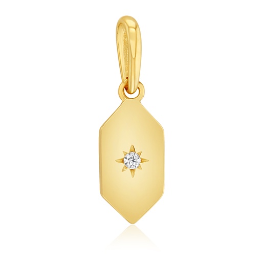 [STPD377] 9Y ELONGATED HEXAGONAL PENDANT WITH CENTRE CZ