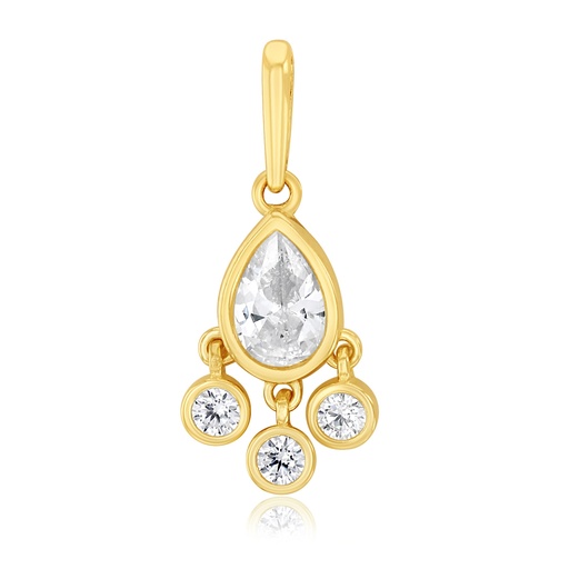 [STPD378] 9Y GOLD DROP PENDANT WITH CZ'S