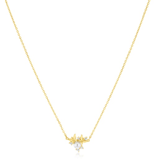 [BB265] 9Y PEARL WITH CZ CLUSTER SHAPED LIKE BUTTERFLY NECKLACE