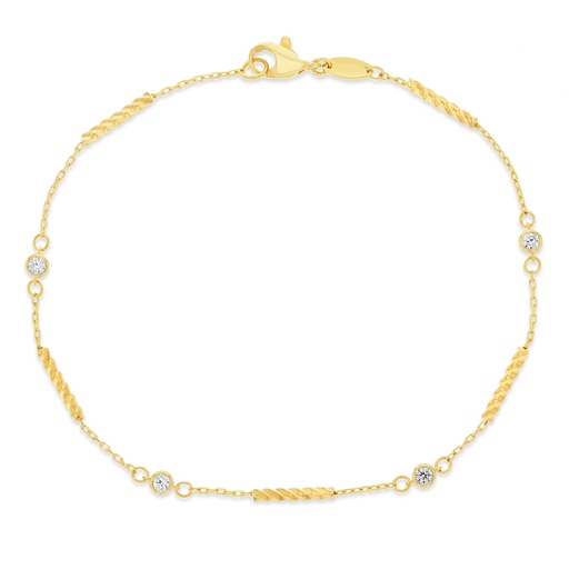 [BB273] 9Y STATION BRACELET WITH CZ'S AND TWISTED BAR SEGMENTS