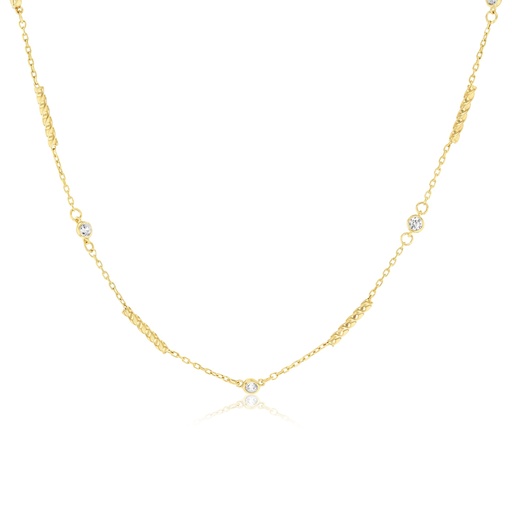 [BB274] 9Y STATION NECKLACE WITH CZ'S AND TWISTED BAR SEGMENTS