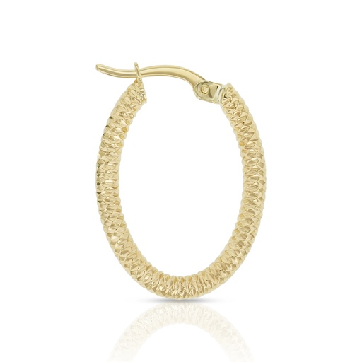[EAR843] ## 9Y DIAMOND CUT OVAL 20MM HOOP