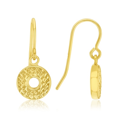 [EAR1362] 9Y GEOMETRIC CIRCLE DROP EARRINGS WITH TEXTURED DONUT-STYLE FINISH