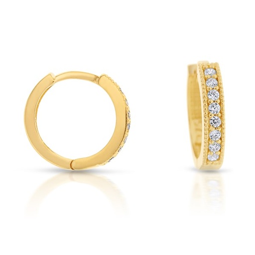 [EAR526] ## 9Y ROUND CZ SQUARE TUBE HUGGIE