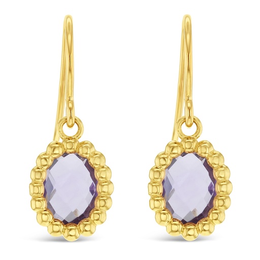 [EAR973] ## 9Y AMETHYST BEADED DROP EARRING