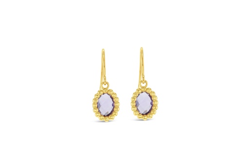 [EAR973] ## 9Y AMETHYST BEADED DROP EARRING