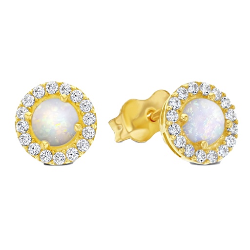 [EAR1018] 9Y OPAL & CZ CIRCLE STUD