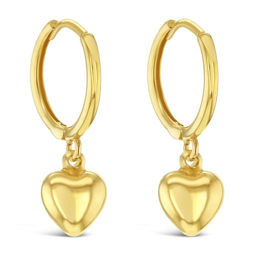 [EAR992] 9Y HUGGIE W/HEART DROP