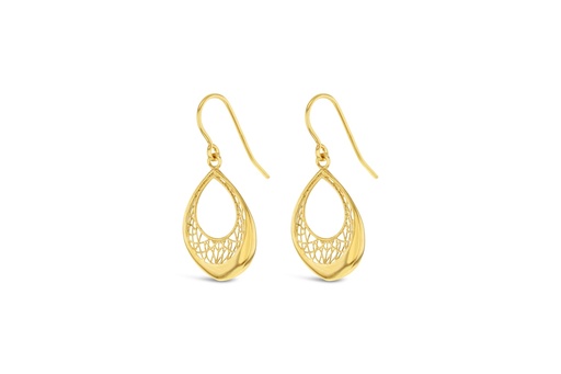 [EAR1000] ## 9Y FILIGREE OPEN TEARDROP DROP