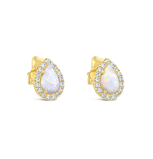[EAR1017] ## 9Y OPAL & CZ TEAR DROP STUD