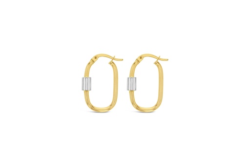 [EAR1003] ## 9Y PAPERCLIP HOOP WITH WHITE DETAIL