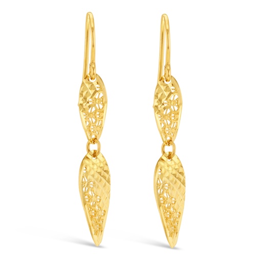 [EAR983] 9Y DIAMOND CUT & FILIGREE DROP EAR